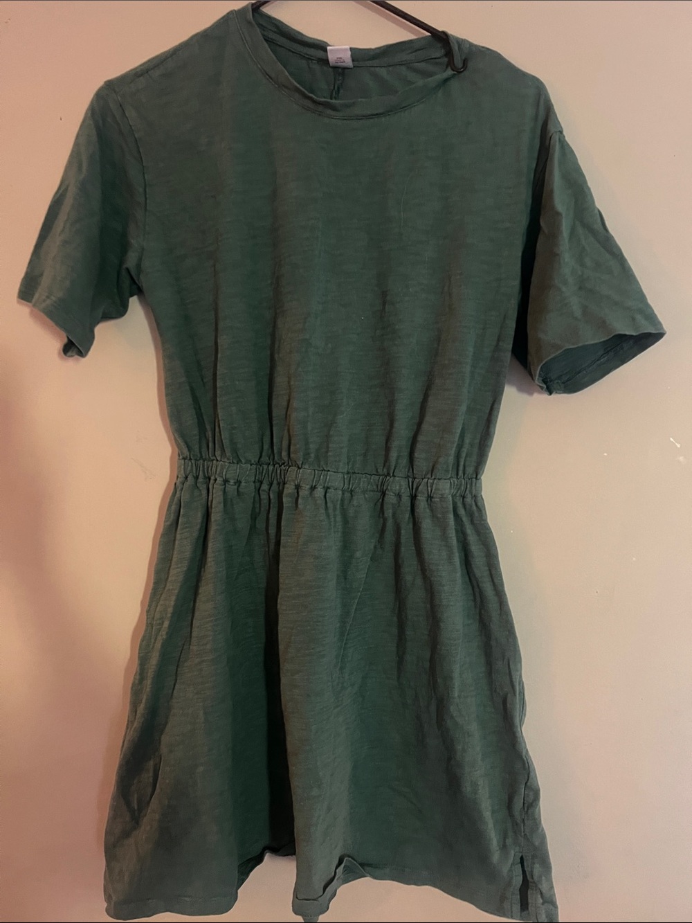 Old Navy Green Short-Sleeve Waist-Defined Dress